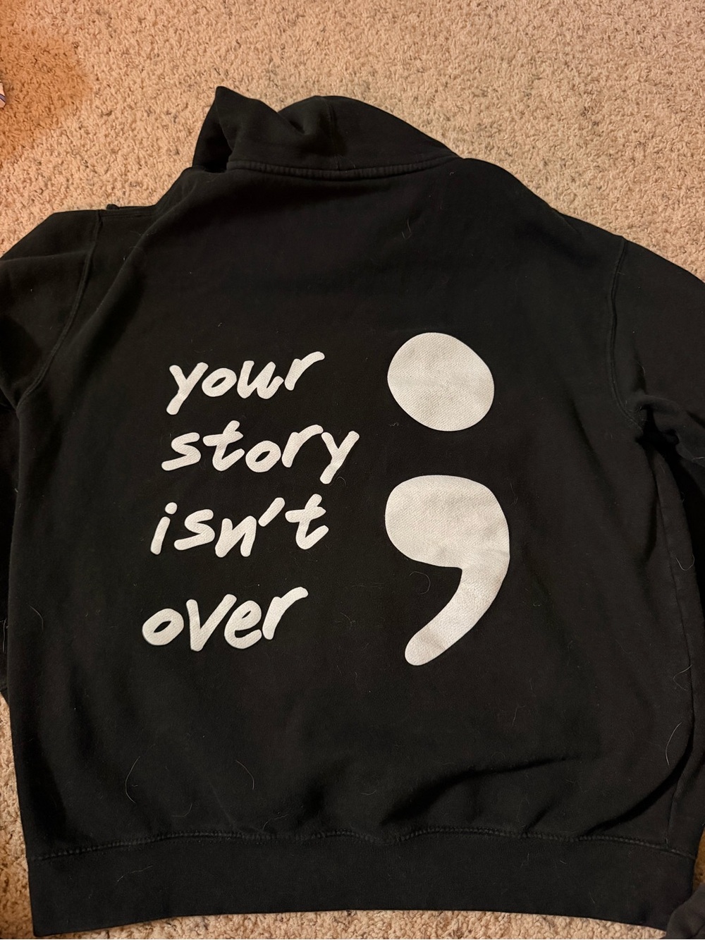 Black Inspirational Graphic Hoodie - Semicolon Message